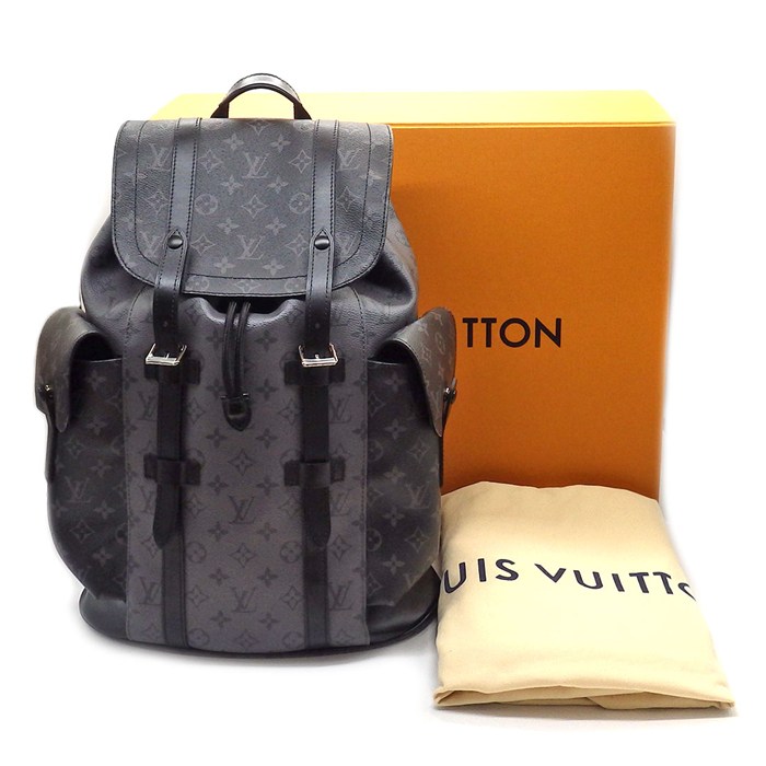 ルイ・ヴィトン Louis Vuitton バックパック・リュック クリストファー MM M45419 グレー ブラック モノグラム エクリプス キャンバス モノグラム エクリプス リバース キャンバス  【中古】