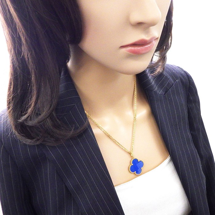 ヴァンクリーフ＆アーペル Van Cleef & Arpels ロングネックレス マジックアルハンブラ VCARP6LA00 ブルー アゲート K18YG 【中古】