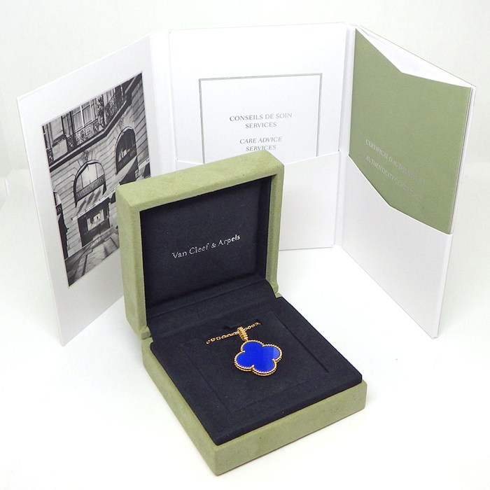 ヴァンクリーフ＆アーペル Van Cleef & Arpels ロングネックレス マジックアルハンブラ VCARP6LA00 ブルー アゲート K18YG 【中古】