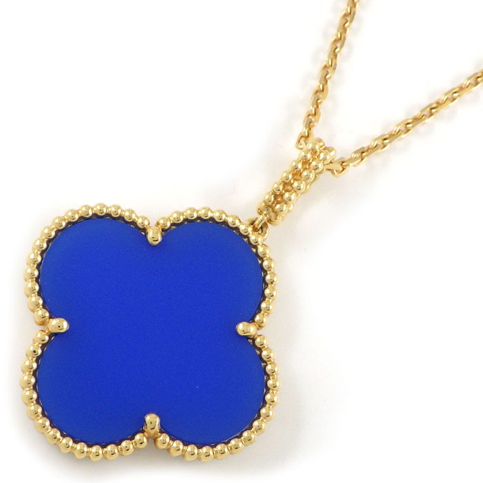 ヴァンクリーフ＆アーペル Van Cleef & Arpels ロングネックレス マジックアルハンブラ VCARP6LA00 ブルー アゲート K18YG 【中古】