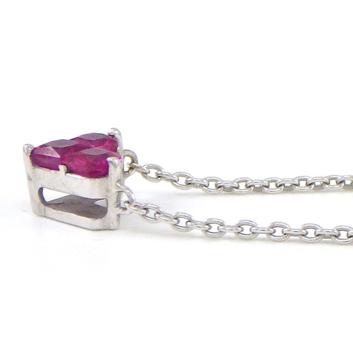 スタージュエリー STAR JEWELRY ネックレス ミステリアスハート 3ポイント プリンセスカット ルビー 計0.25ct K18WG 【中古】