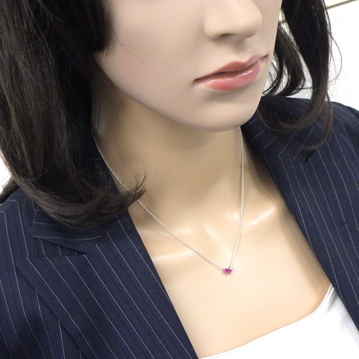 スタージュエリー STAR JEWELRY ネックレス ミステリアスハート 3ポイント プリンセスカット ルビー 計0.25ct K18WG 【中古】