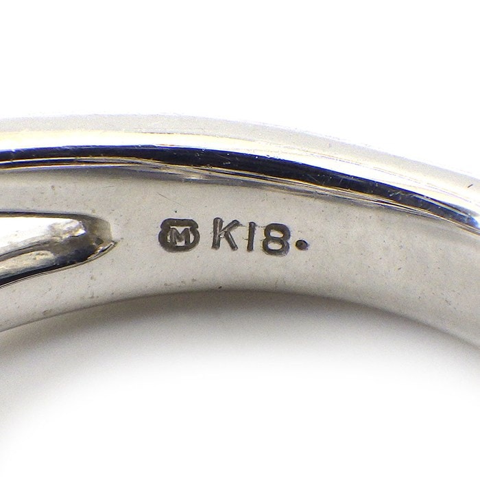 ミキモト MIKIMOTO リング リーフモチーフ アコヤ真珠 7.5mm珠 ダイヤモンド K18WG 11号 【中古】