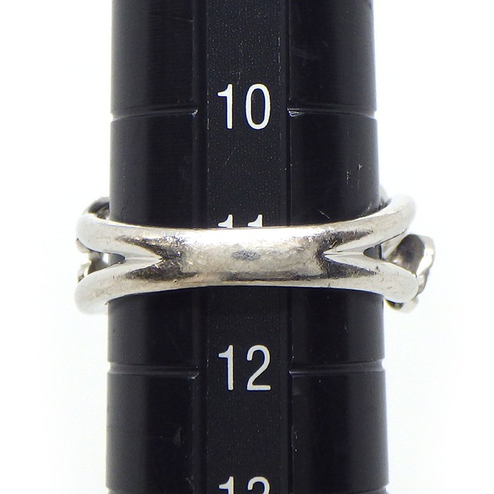 ミキモト MIKIMOTO リング リーフモチーフ アコヤ真珠 7.5mm珠 ダイヤモンド K18WG 11号 【中古】