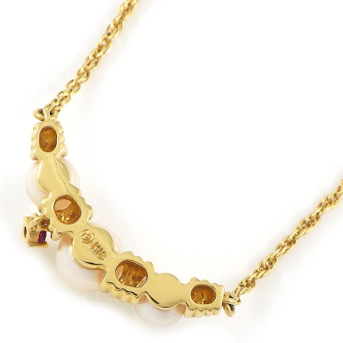タサキ 田崎真珠 TASAKI ネックレス 1ポイント ルビー アコヤ真珠 4.5-6.0mm珠 K18YG 【中古】