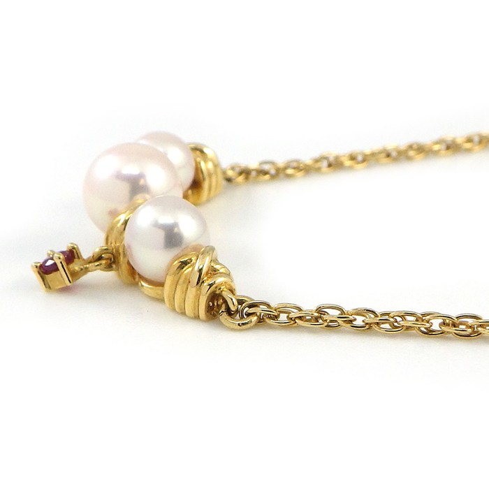 タサキ 田崎真珠 TASAKI ネックレス 1ポイント ルビー アコヤ真珠 4.5-6.0mm珠 K18YG 【中古】
