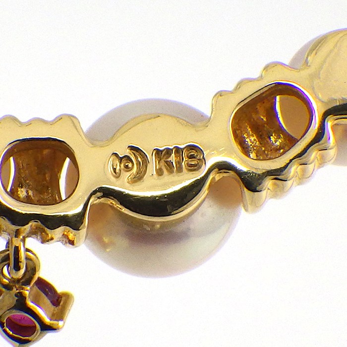 タサキ 田崎真珠 TASAKI ネックレス 1ポイント ルビー アコヤ真珠 4.5-6.0mm珠 K18YG 【中古】