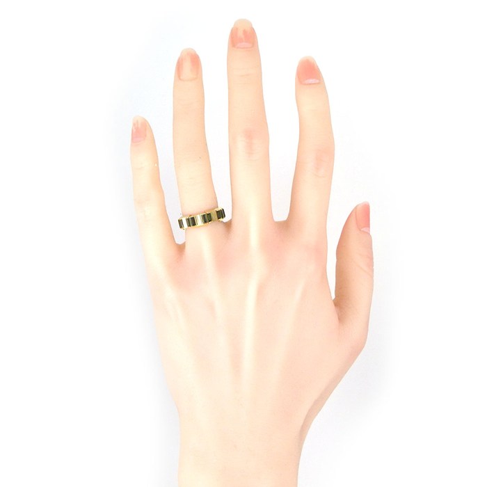 グッチ GUCCI リング リンクトゥラブ 14ポイント バゲットカット グリーン トルマリン K18YG 9.5号 / #10 【中古】