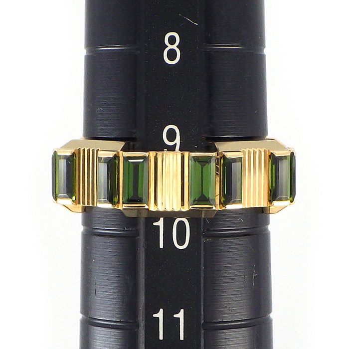 グッチ GUCCI リング リンクトゥラブ 14ポイント バゲットカット グリーン トルマリン K18YG 9.5号 / #10 【中古】