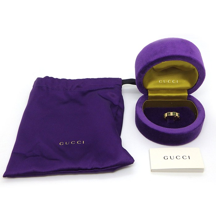 グッチ GUCCI リング リンクトゥラブ 14ポイント バゲットカット グリーン トルマリン K18YG 9.5号 / #10 【中古】