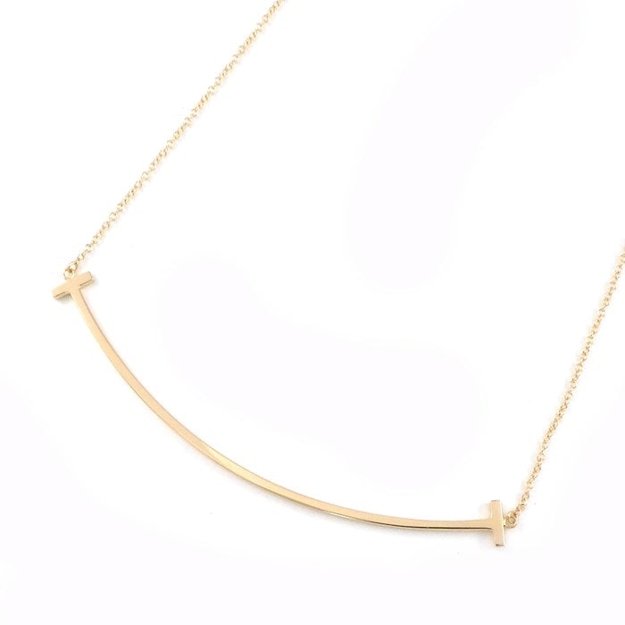 ティファニー Tiffany & Co.】ネックレス Tスマイル ラージ K18PG