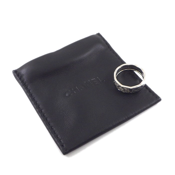シャネル CHANEL リング ココクラッシュ ミディアム J10865 マトラッセ キルティング 31ポイント ダイヤモンド 計0.18ct K18WG 20.5号 / #61 【中古】