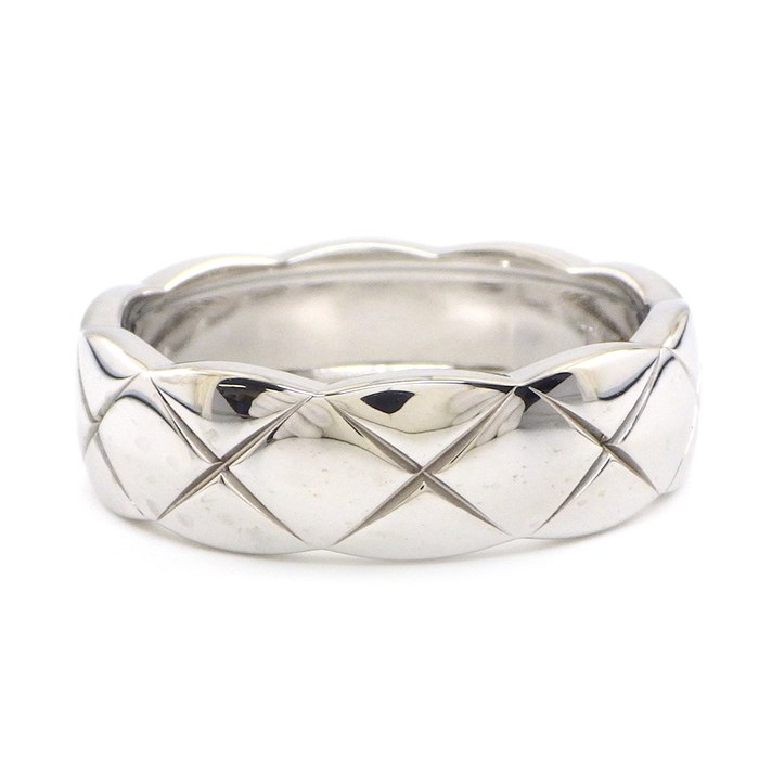 シャネル CHANEL リング ココクラッシュ ミディアム J10865 マトラッセ キルティング 31ポイント ダイヤモンド 計0.18ct K18WG 20.5号 / #61 【中古】