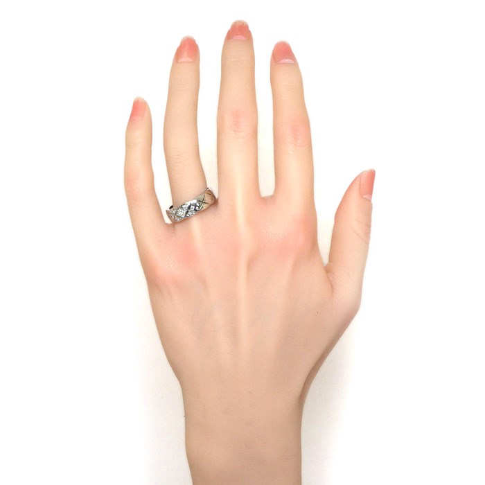 シャネル CHANEL リング ココクラッシュ ミディアム J10865 マトラッセ キルティング 31ポイント ダイヤモンド 計0.18ct K18WG 20.5号 / #61 【中古】