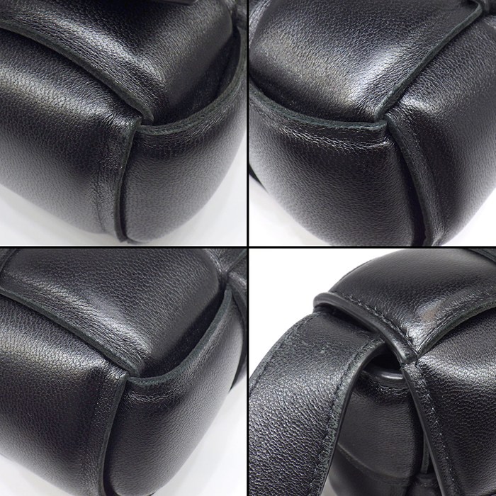 ボッテガ・ヴェネタ BOTTEGA VENETA ショルダーバッグ キャンディ パデッド カセット 716648 ブラック ラムスキン ゴールド金具 【中古】
