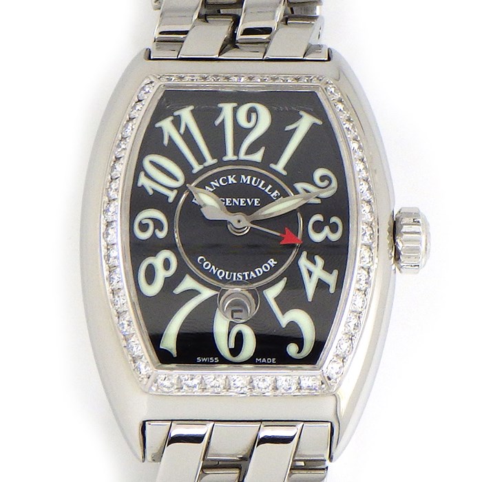 【フランクミュラー FRANCK MULLER】腕時計 コンキスタドール 8005LD1R ダイヤベゼル ブラックギョーシェ文字盤 黒 カレンダー SS 自動巻き 【箱・保付き】