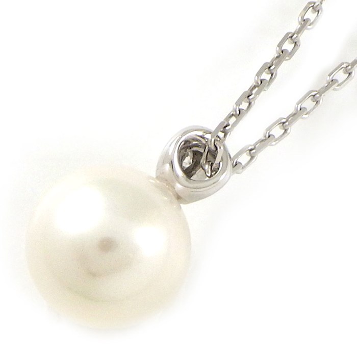 タサキ 田崎真珠 TASAKI ネックレス 1ポイント パール 7.0mm珠 1ポイント ダイヤモンド K18WG 【中古】