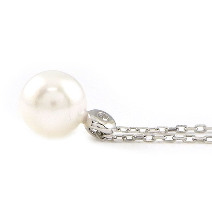 タサキ 田崎真珠 TASAKI ネックレス 1ポイント パール 7.0mm珠 1ポイント ダイヤモンド K18WG 【中古】