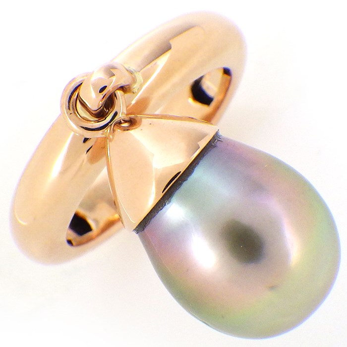 クリスチャンディオール Christian Dior リング ドロップ スウィング 大粒 バロック パール K18PG 12号 / #52 【中古】