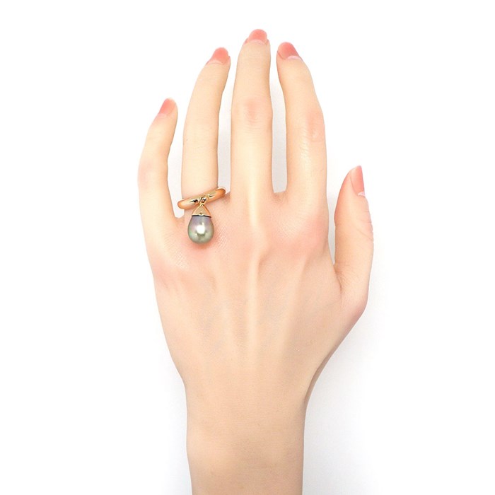 クリスチャンディオール Christian Dior リング ドロップ スウィング 大粒 バロック パール K18PG 12号 / #52 【中古】