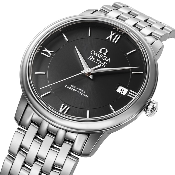 【新品・2年保証】オメガ OMEGA 腕時計 デ・ヴィル プレステージ コーアクシャル 424.10.37.20.01.001 ブラック文字盤 デイト クロノメーター SS 自動巻き 【箱・保付き】
