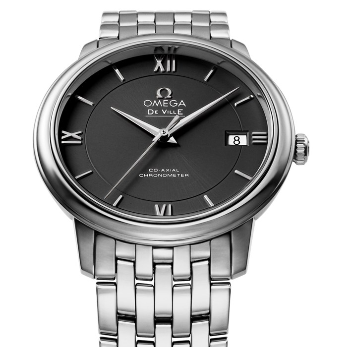 【新品・2年保証】オメガ OMEGA 腕時計 デ・ヴィル プレステージ コーアクシャル 424.10.37.20.01.001 ブラック文字盤 デイト クロノメーター SS 自動巻き 【箱・保付き】