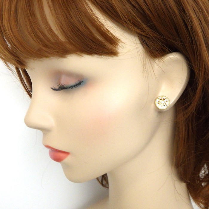 クリスチャンディオール Christian Dior ピアス ローズデヴァン シングル ミディアム JRDV95085_0000 スター 1ポイント ダイヤモンド 0.01ct ホワイト シェル K18YG ※片方のみ 【箱・保付き】 【中古】