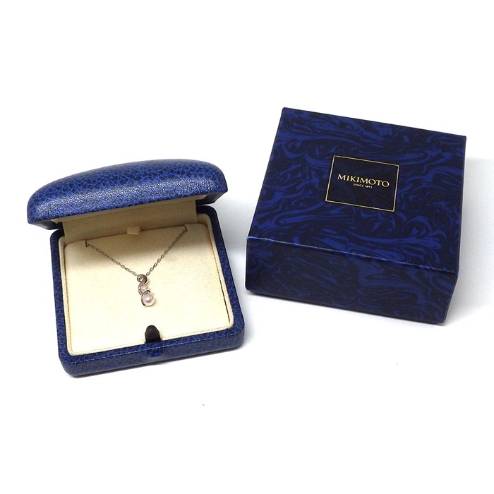 ミキモト MIKIMOTO ネックレス ツイスト 2ポイント パール 3.0/4.5mm珠 K18WG 【中古】