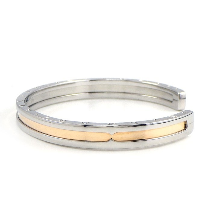 ブルガリ BVLGARI バングル B-zero1 ビーゼロワン オープン ロゴ 2カラー K18YG SS / #sm 【中古】