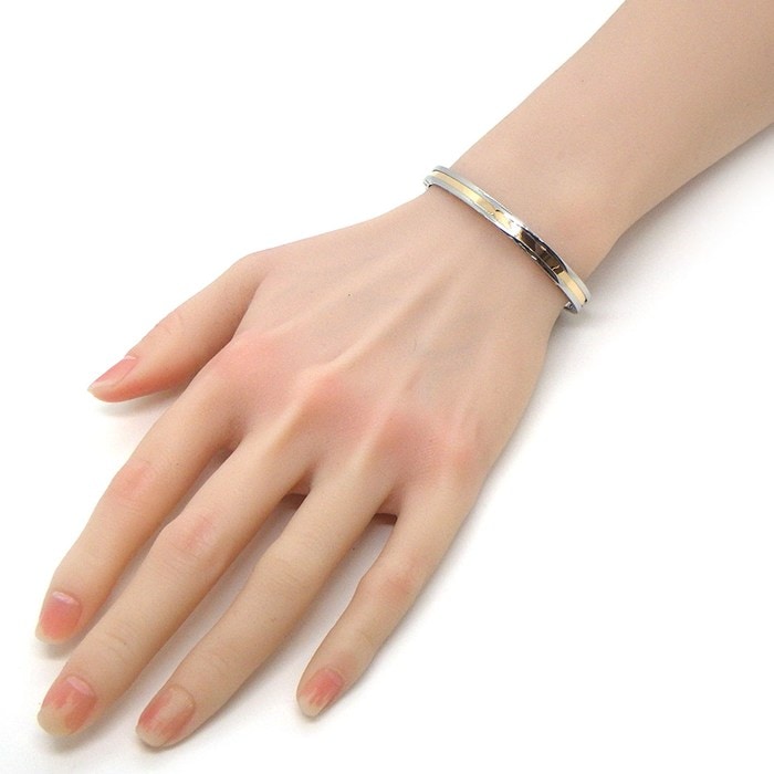 ブルガリ BVLGARI バングル B-zero1 ビーゼロワン オープン ロゴ 2カラー K18YG SS / #sm 【中古】