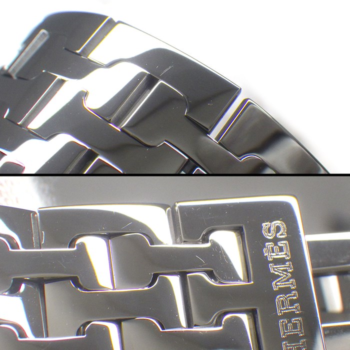 エルメス HERMES 腕時計 Hウォッチ PM HH1.210 スモール スクエア オレンジ文字盤 SS クオーツアナログ 【中古】