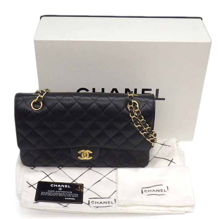 シャネル CHANEL ショルダーバッグ マトラッセ25 11.12 クラシック ハンドバッグ A01112 2013年 ブラック キャビアスキン 【中古】