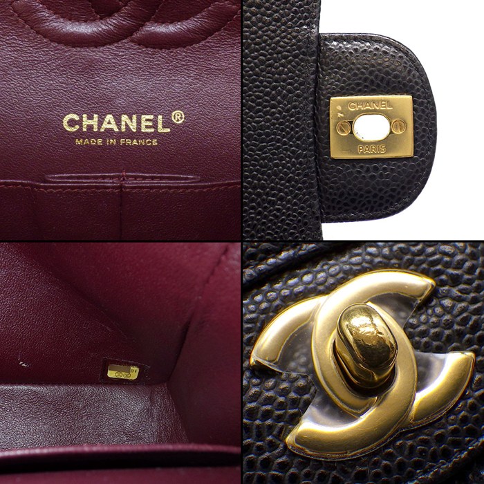 シャネル CHANEL ショルダーバッグ マトラッセ25 11.12 クラシック ハンドバッグ A01112 2013年 ブラック キャビアスキン 【中古】