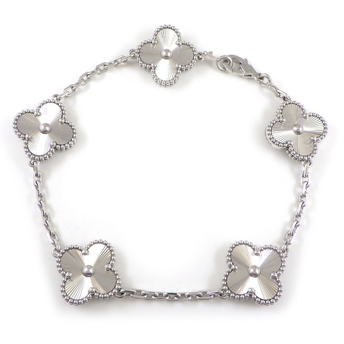 ヴァンクリーフ＆アーペル Van Cleef & Arpels ブレスレット ヴィンテージ アルハンブラ 5モチーフ VCARP9XE00 ギョーシェ K18WG 【箱・保付き】 【中古】