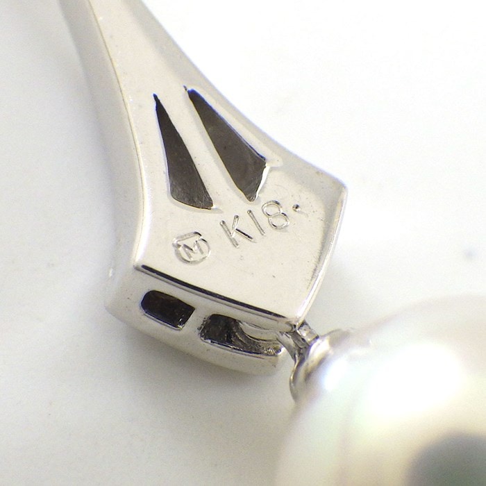 ミキモト MIKIMOTO ネックレス パール 7.6mm珠 ダイヤモンド K18WG 【中古】