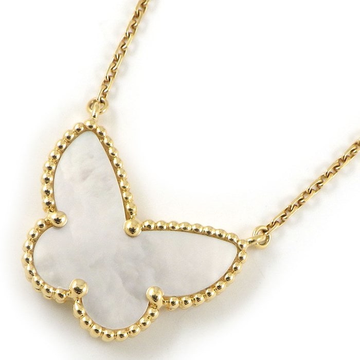 ヴァンクリーフ&アーペル Van Cleef & Arpels ネックレス ラッキー アルハンブラ VCARD99500 パピヨン ホワイト シェル K18YG 【中古】