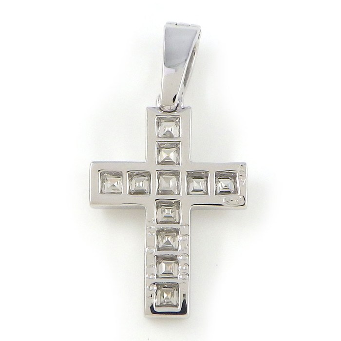 カルティエ Cartier チャーム ペンダントトップ クロス パヴェ スクエアカット ダイヤモンド K18WG 【中古】