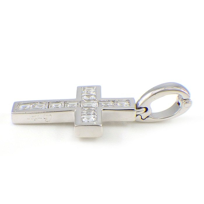 カルティエ Cartier チャーム ペンダントトップ クロス パヴェ スクエアカット ダイヤモンド K18WG 【中古】