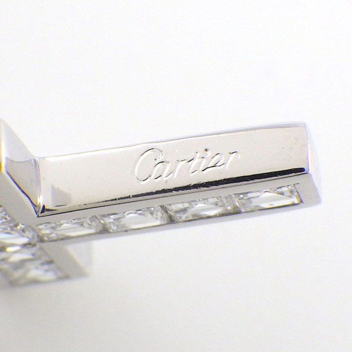カルティエ Cartier チャーム ペンダントトップ クロス パヴェ スクエアカット ダイヤモンド K18WG 【中古】