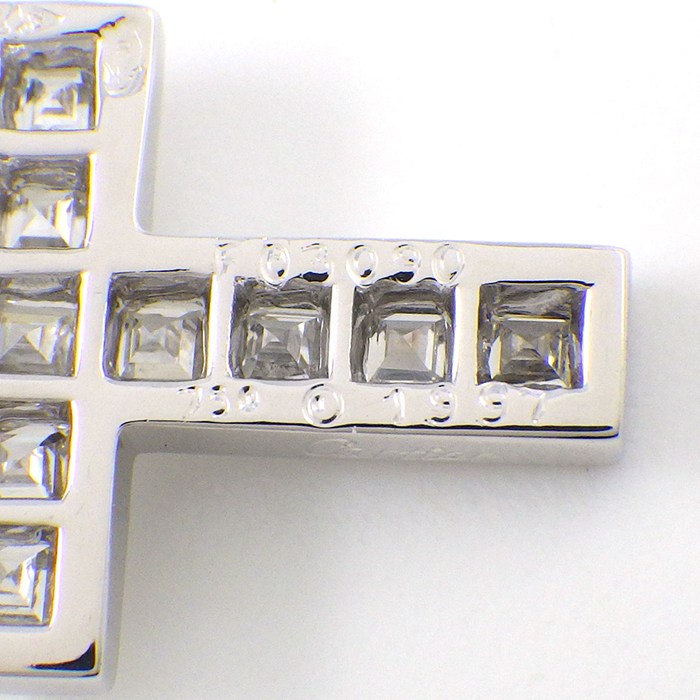 カルティエ Cartier チャーム ペンダントトップ クロス パヴェ スクエアカット ダイヤモンド K18WG 【中古】