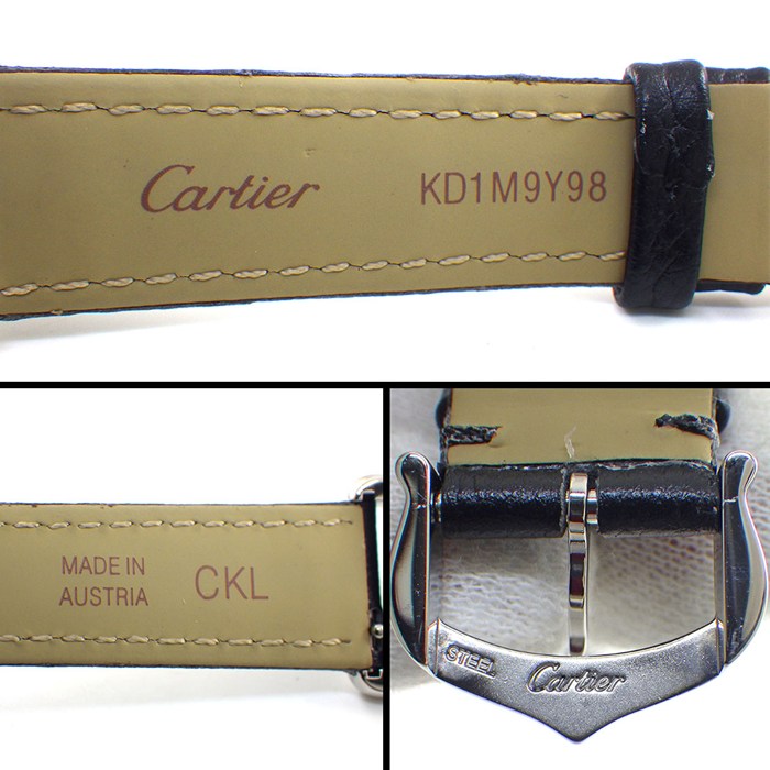 カルティエ Cartier 腕時計 タンク マスト SM WSTA0042 レクタンギュラー シルバー文字盤 SS ブラック グレインド カーフレザーベルト クオーツアナログ 【箱・保付き】 【中古】