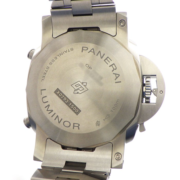 パネライ PANERAI 腕時計 ルミノール クロノ PAM01110 ブルー文字盤 クロノグラフ タキメーター 夜光インデックス スモールセコンド SS 自動巻き 【箱・保付き】 【中古】