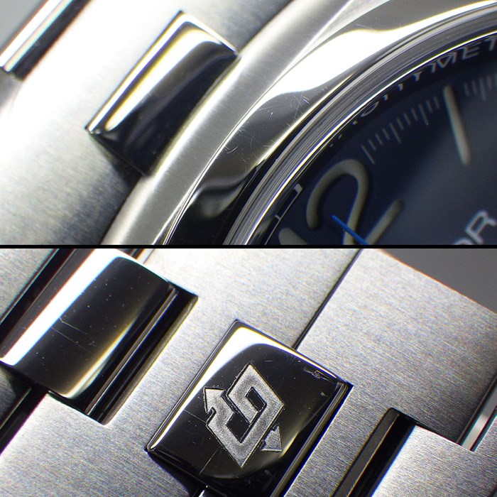 パネライ PANERAI 腕時計 ルミノール クロノ PAM01110 ブルー文字盤 クロノグラフ タキメーター 夜光インデックス スモールセコンド SS 自動巻き 【箱・保付き】 【中古】