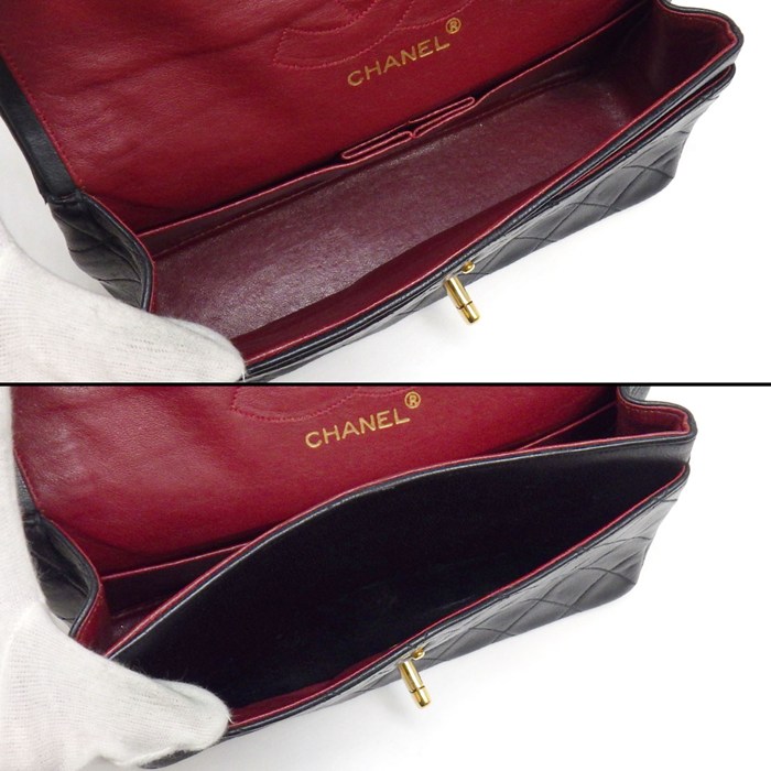 シャネル CHANEL ショルダーバッグ マトラッセ23 クラシック スモール ハンドバッグ A01113 1990年代 ブラック ボルドー ラムスキン 【中古】