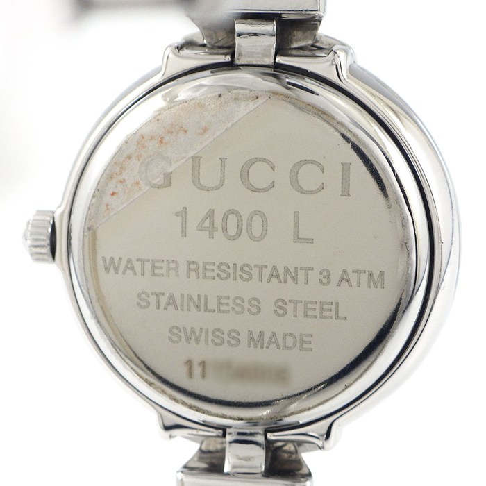 グッチ GUCCI 腕時計 バングルウォッチ ラウンド 1400L ピンクシェル文字盤 SS クオーツアナログ 【中古】