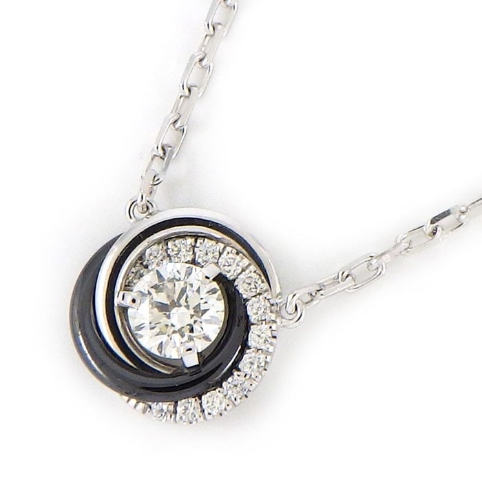 【カルティエ Cartier】ネックレス トリニティ ダイヤモンド K18WG ブラック セラミック 黒