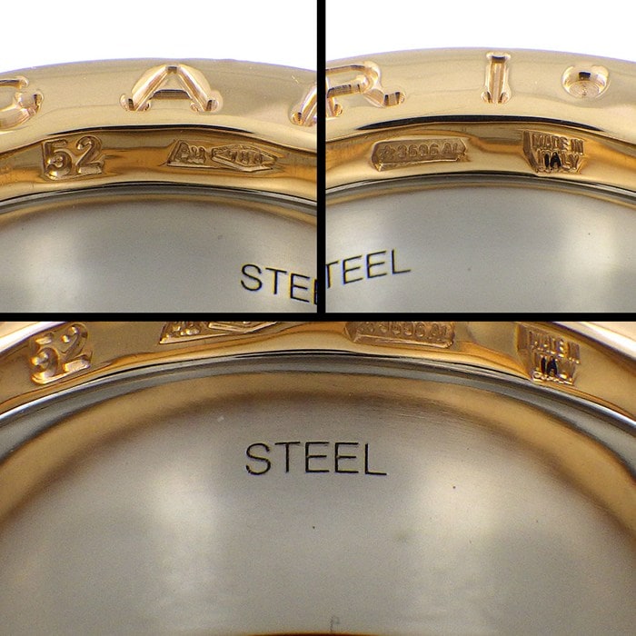 ブルガリ BVLGARI リング B-zero1 ビーゼロワン アニッシュカープア コラボ ロゴ ワイド K18PG SS 11号 / #52 【中古】