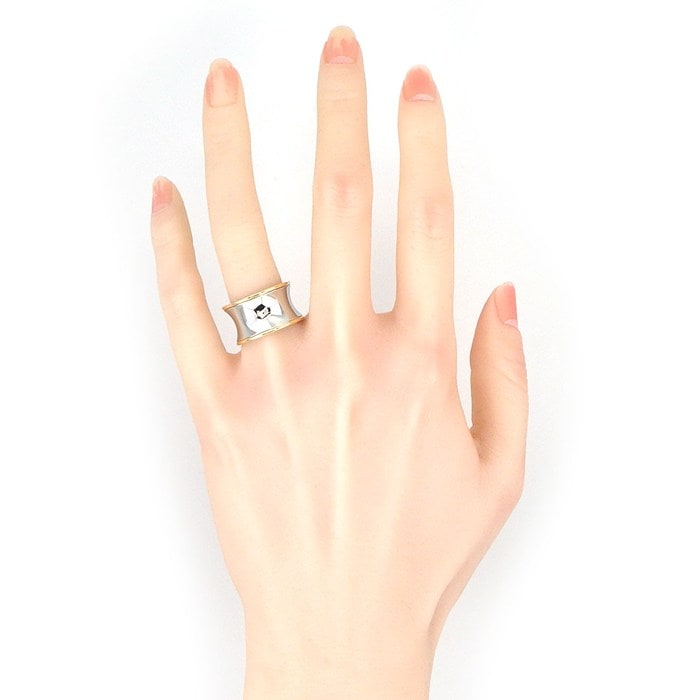 ブルガリ BVLGARI リング B-zero1 ビーゼロワン アニッシュカープア コラボ ロゴ ワイド K18PG SS 11号 / #52 【中古】