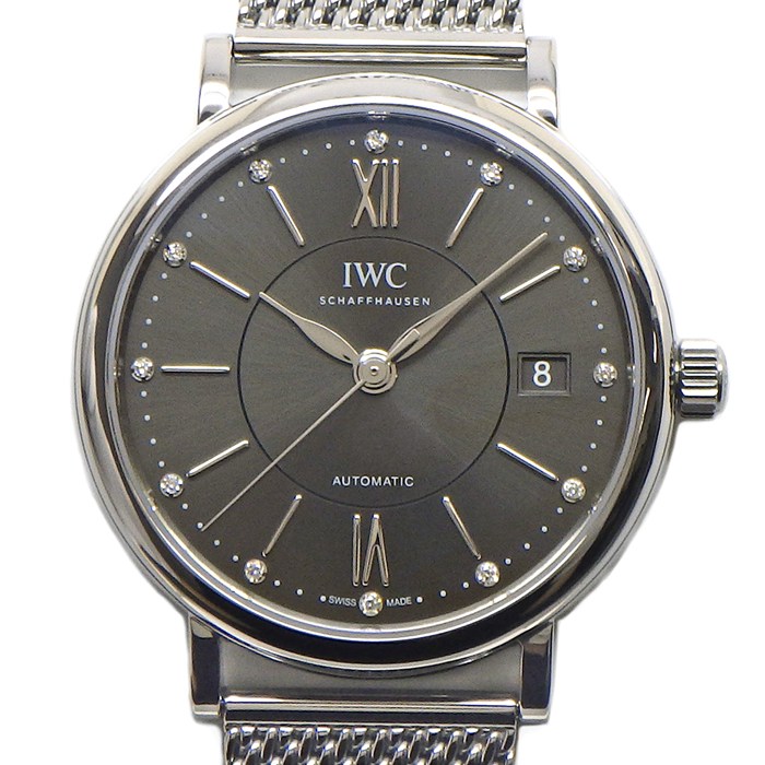 IWC 腕時計 ポートフィノ IW458110 12ポイント ダイヤインデックス サンレイ グレー文字盤 デイト SS 自動巻き 【中古】