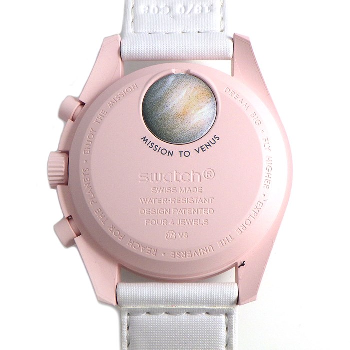 オメガ OMEGA 腕時計 ムーンスウォッチ ミッショントゥヴィーナス S033P100 Swatch コラボ ピンク文字盤 クロノグラフ クオーツアナログ 【箱・保付き】 【中古】 オメガ OMEGA 腕時計 ムーンスウォッチ ミッショントゥヴィーナス